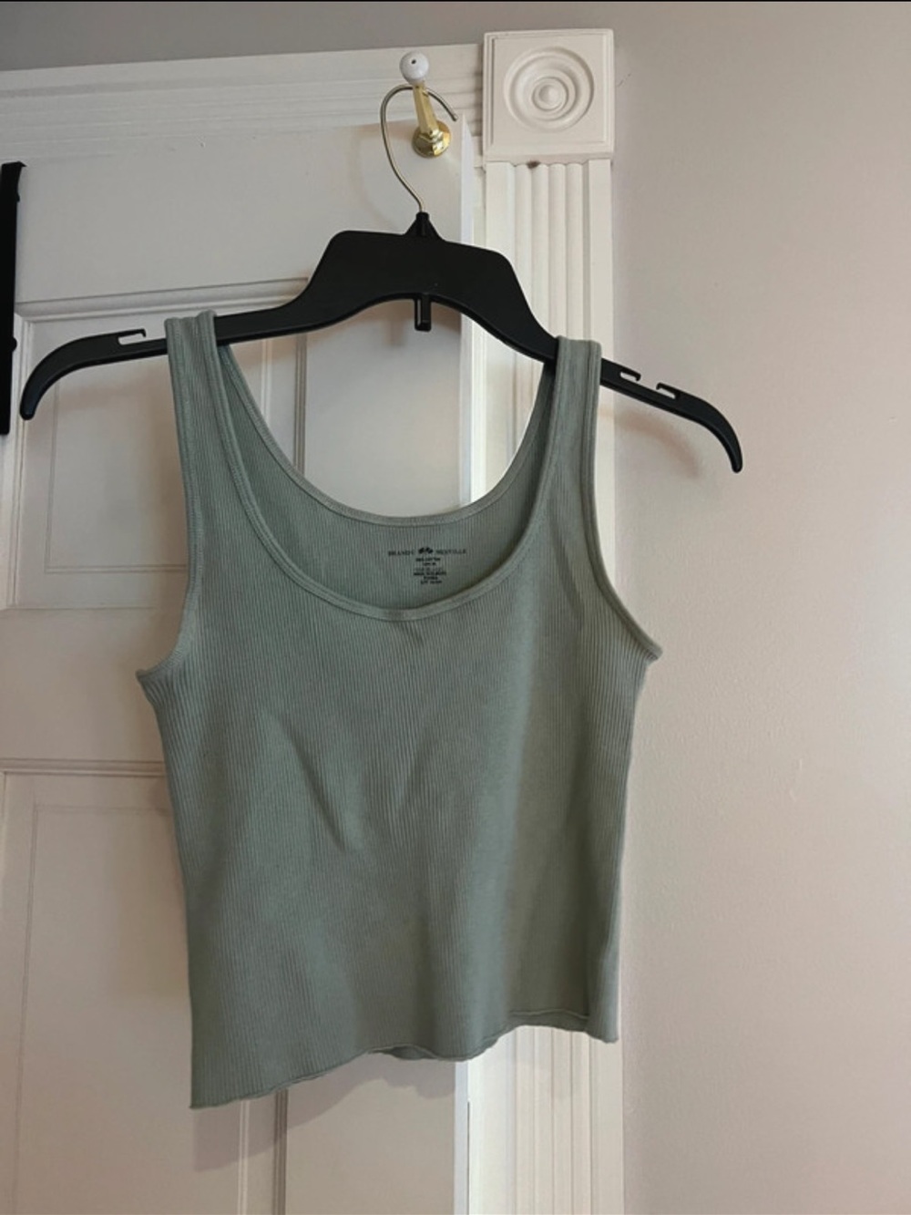 Brandy Melville Ribbed Scoop Tank Top - Sage Green